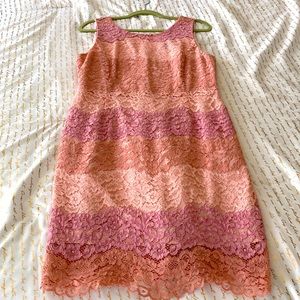 Tahari pink lace cocktail dress
